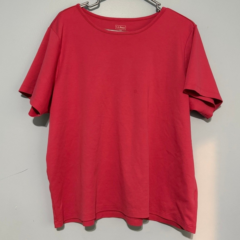 LL Bean Women's 2X Pink Supima Cotton Short Sleeve Crew Neck T-Shirt